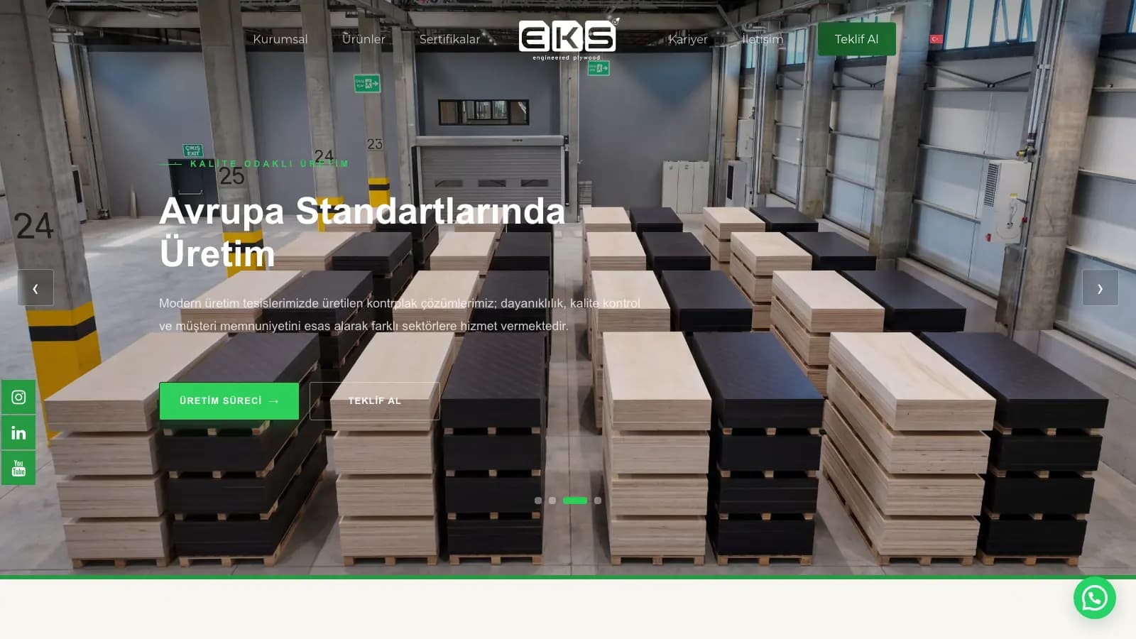 Endüstriyel Kurumsal Web Sitesi — EKS Plywood