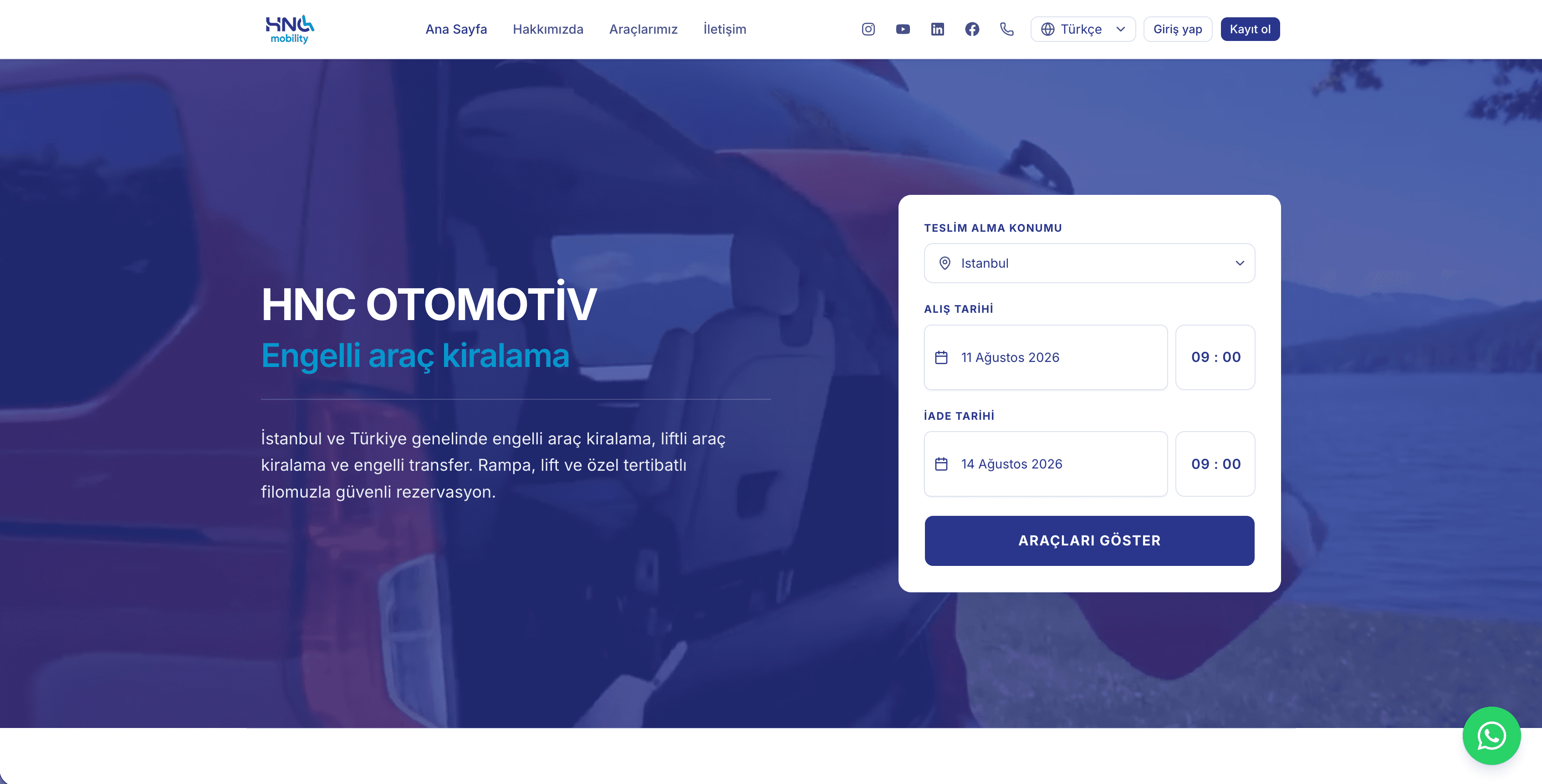 Araç Kiralama Web Sitesi — HNC Otomotiv Kiralama