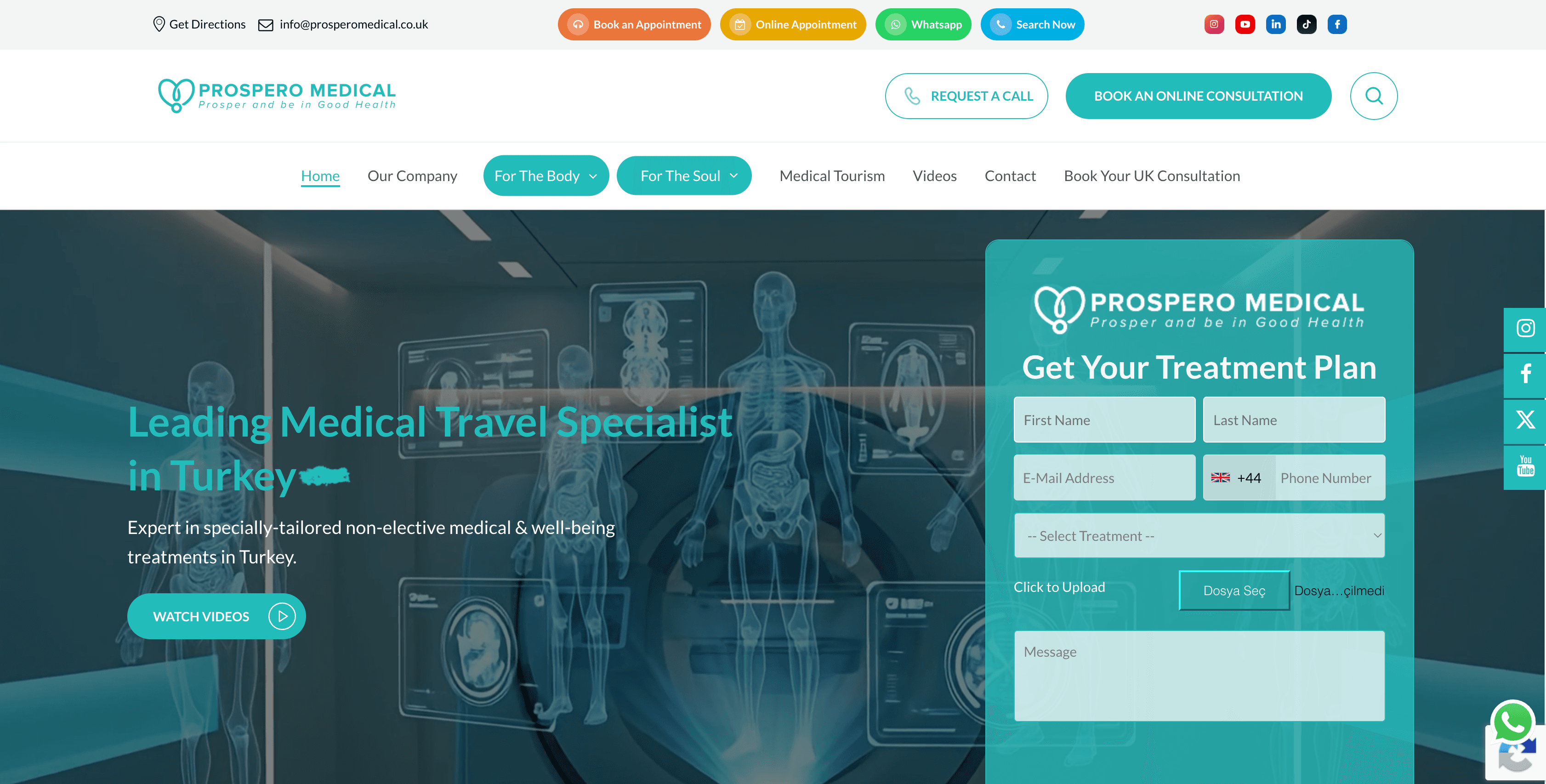 Sağlık Turizmi Web Sitesi — Prospero Medical